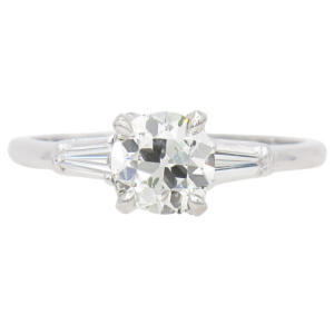 1920's 1.16ctw Diamond Art Deco Engagement Ring Platinum GIA worn (2)