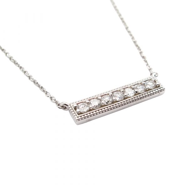 7 Diamond .75 carat Diamond Bar Necklace Profile