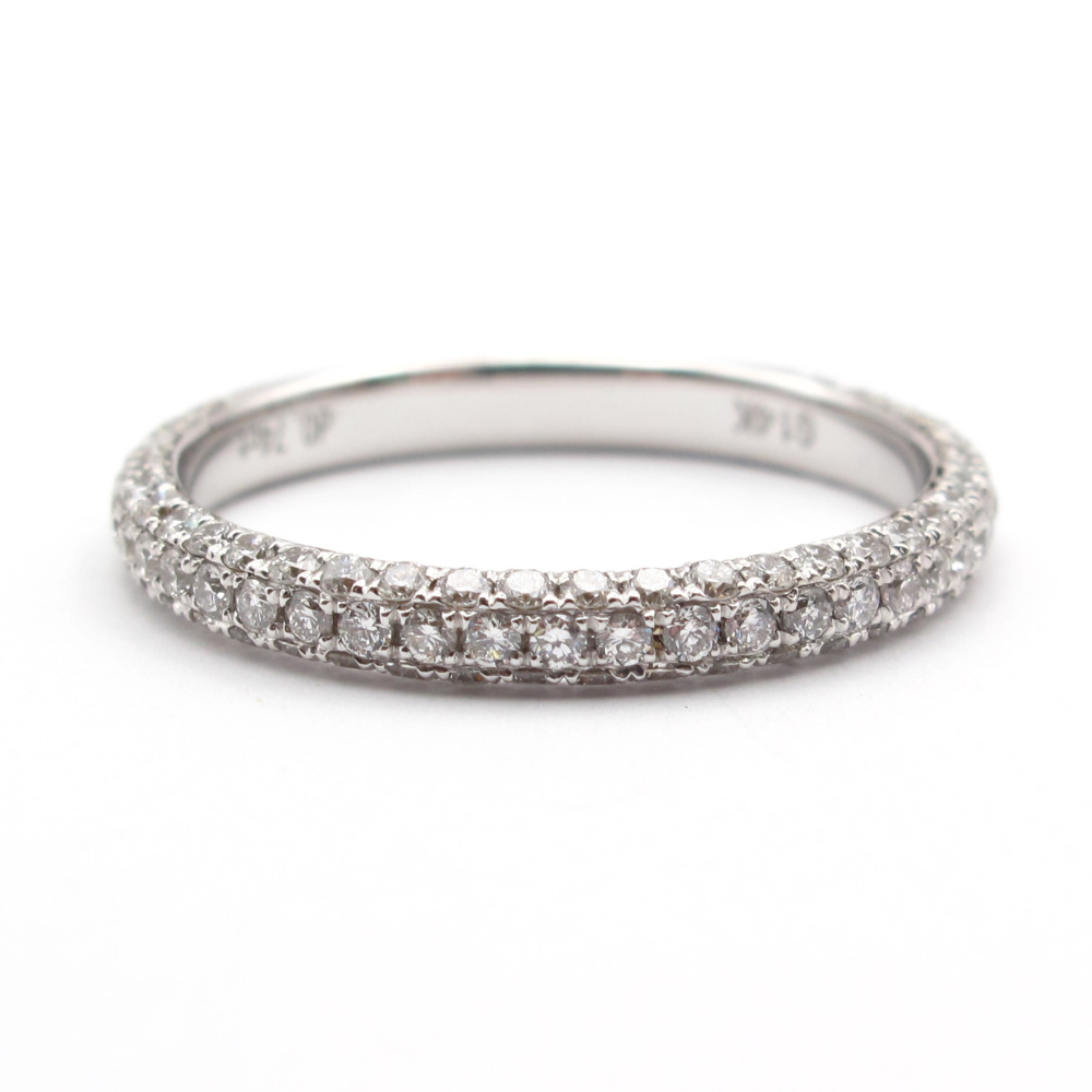 Diamond Encrusted Wedding Band .74 ctw 14k White Gold
