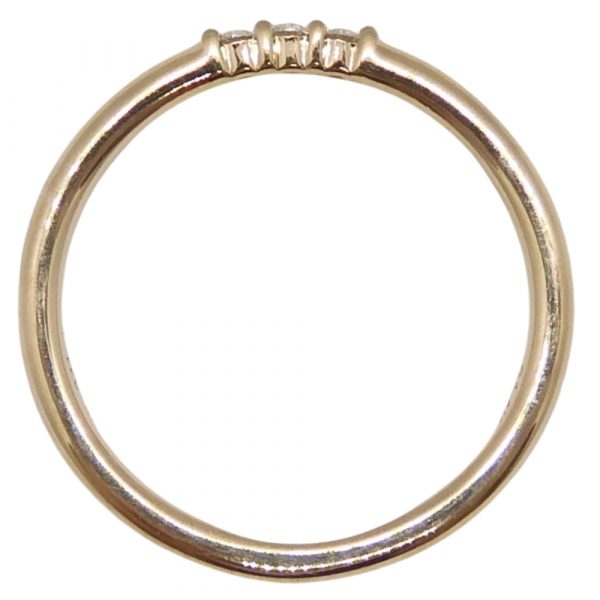 Sweet Three Diamond 0.041 ctw Band Ring 14k Yellow Gold Back