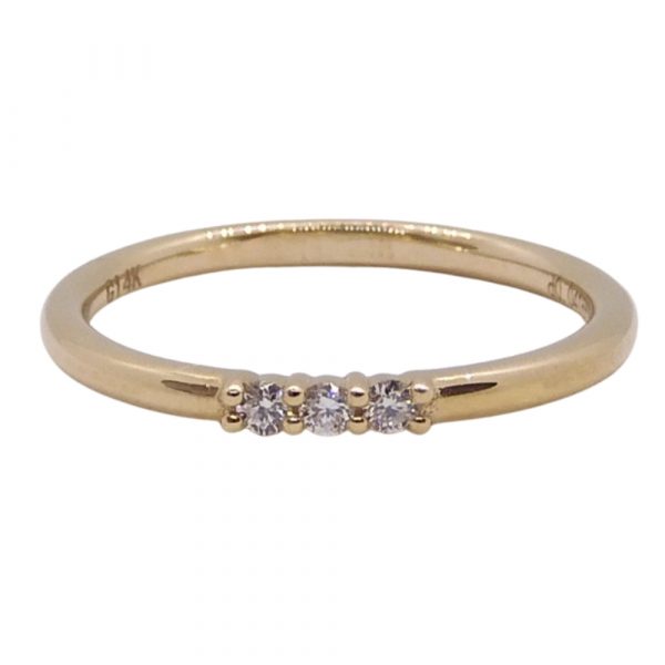 Sweet Three Diamond 0.041 ctw Band Ring 14k Yellow Gold Front