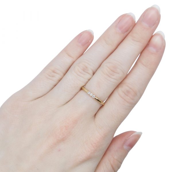 Sweet Three Diamond 0.041 ctw Band Ring 14k Yellow Gold Lifestyle