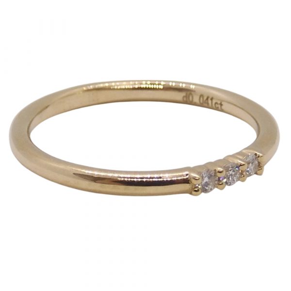 Sweet Three Diamond 0.041 ctw Band Ring 14k Yellow Gold Side