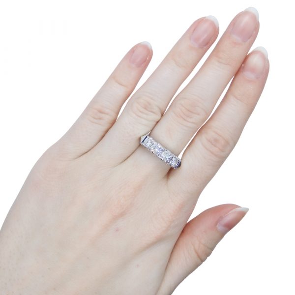 Vintage 0.89 ctw Diamond Anniversary Band Ring 14k White Gold Lifestyle