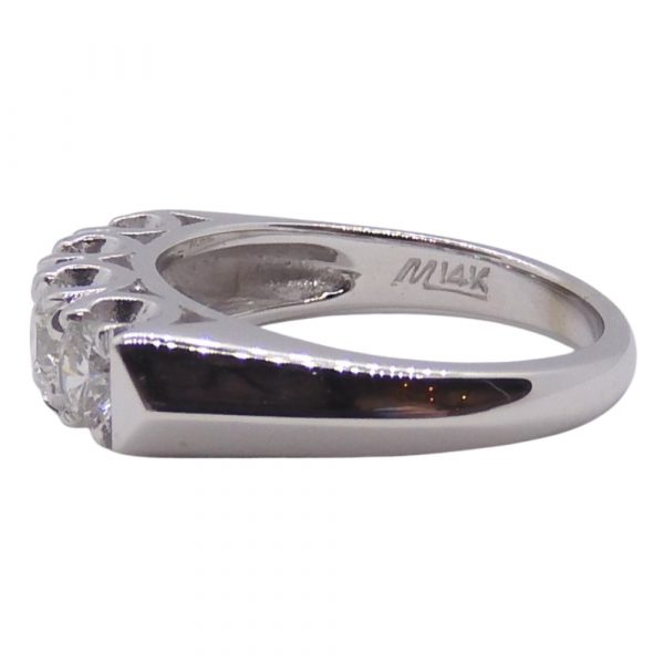 Vintage 0.89 ctw Diamond Anniversary Band Ring 14k White Gold Side