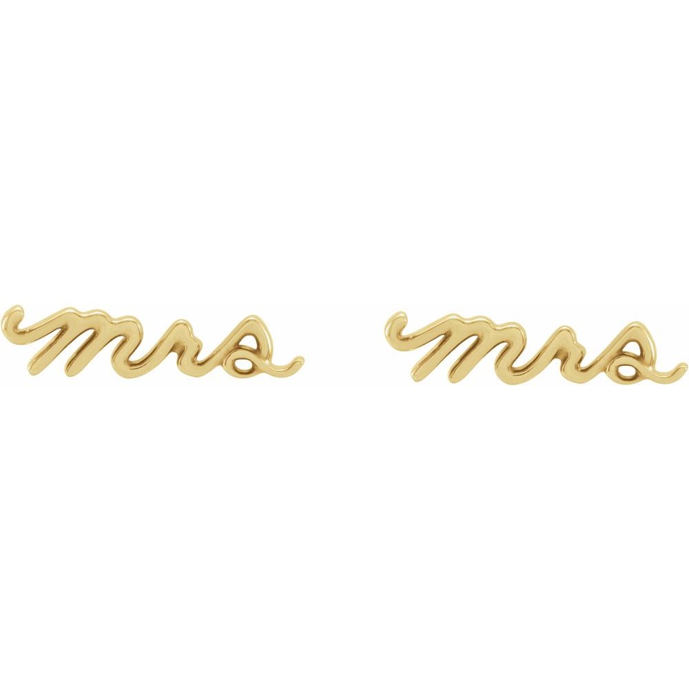 Mrs Stud Earrings 14k Gold