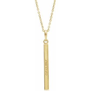 Engravable Four Sided Bar Necklace Example