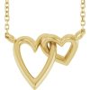 Interlocking Double Heart Necklace Yellow Gold