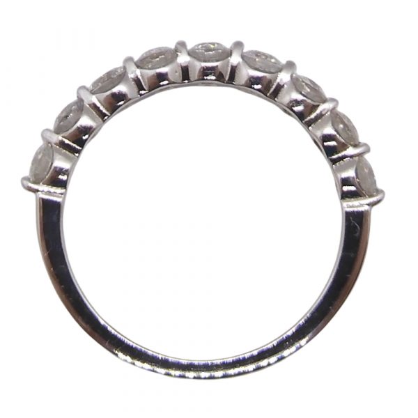 Nine Round Diamond Wedding Band Stack Ring 0.90 ctw 14k White Gold Side Profile
