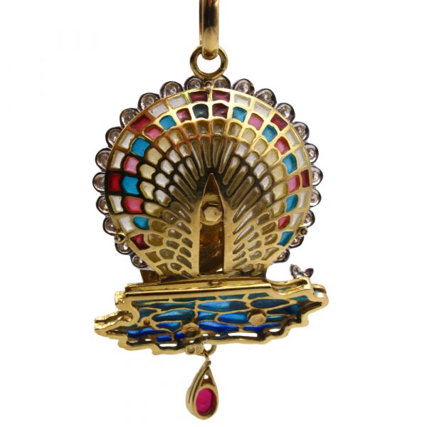Plique A Jour Cherub Putto Pendant 18k Back