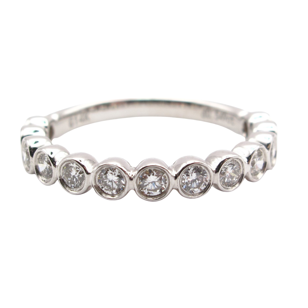 Diamond Bezel Stack Wedding Band .54 ctw 14k White Gold