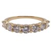 Seven Round Diamond Wedding Band Stack Ring 0.91 ctw 14k Yellow Gold Front