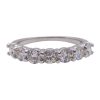 Seven Round Diamond Wedding Band Stack Ring 0.98 ctw 14k White Gold Front