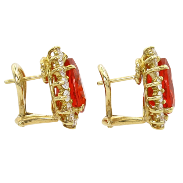 Tiffany & Co 4.78ctw Mexican Fire Opal Diamond Halo Earrings 18K side