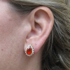 Tiffany & Co 4.78ctw Mexican Fire Opal Diamond Halo Earrings 18K worn