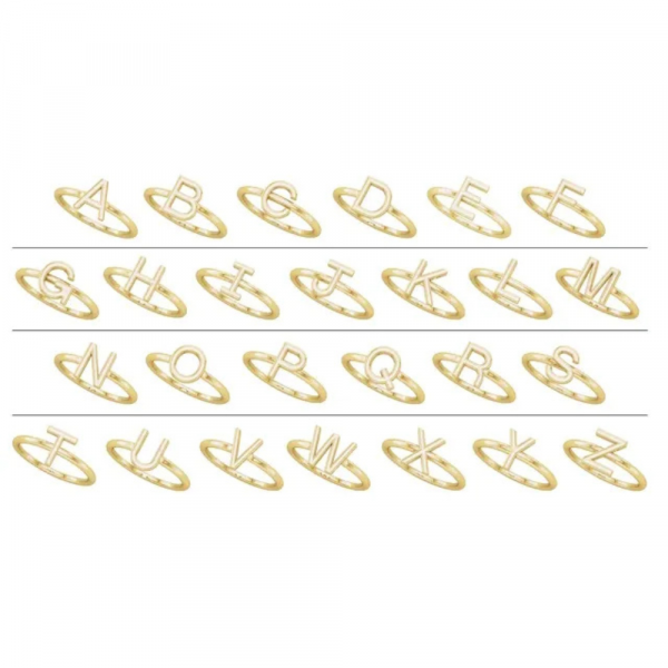 14K Rose Initial Ring All Letters