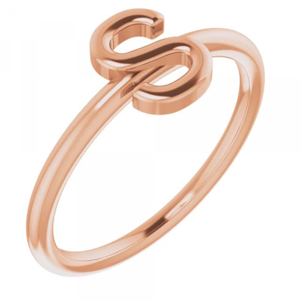 14K Rose Initial Ring S