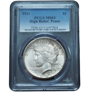 1921 Peace Dollar High Relief MS63 PCGS