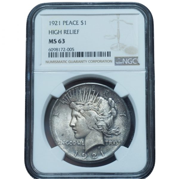 1921 Peace Dollar High Relief MS63 NGC