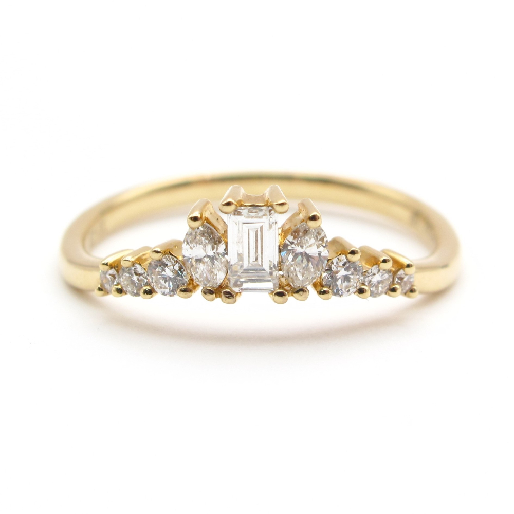 Bohemian Diamond Curved Wedding Band .34 ctw 14k Yellow Gold