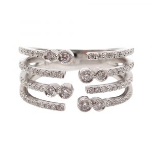 Four Row Diamond Negative Space Band White Gold