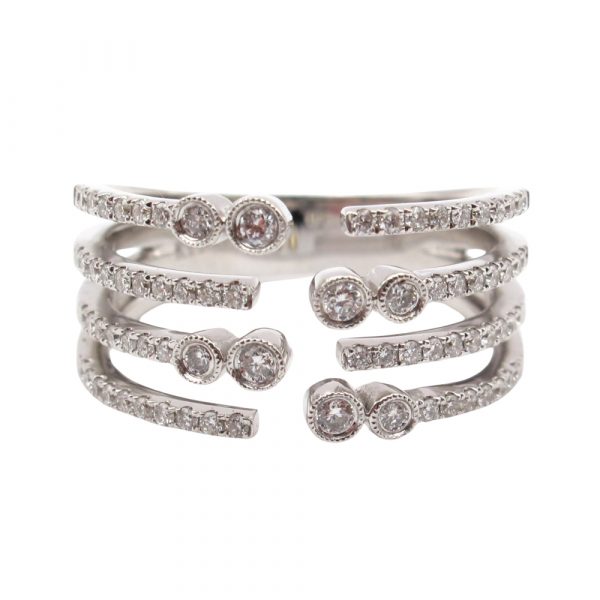 Four Row Diamond Negative Space Band White Gold