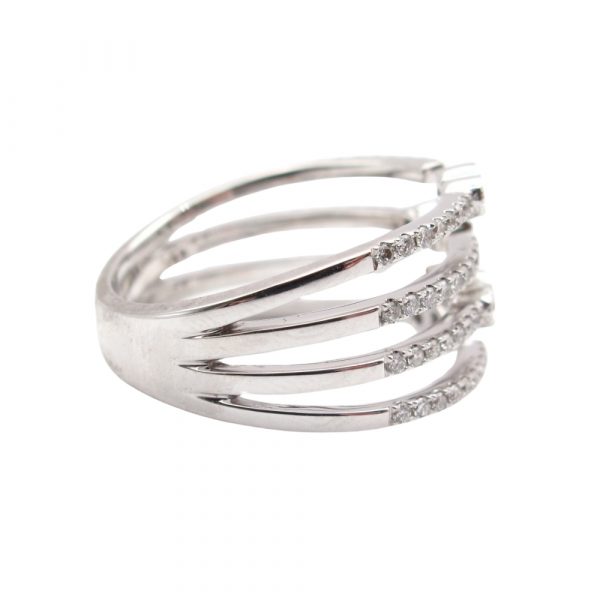 Four Row Diamond Negative Space Band White Gold Side