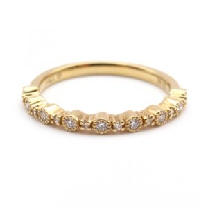 Milgrain Bezel Diamond Stack Band Yellow Gold