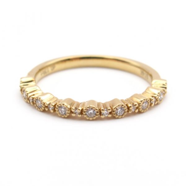 Milgrain Bezel Diamond Stack Band Yellow Gold