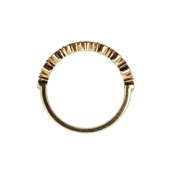 Milgrain Bezel Diamond Stack Band Yellow Gold Profile