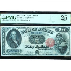1880 $50 Legal Tender Fr# 164 PMG 25 Very Fine