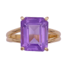 Vintage Amethyst Solitaire Ring Emerald Cut 3.15 Carat 14K Gold