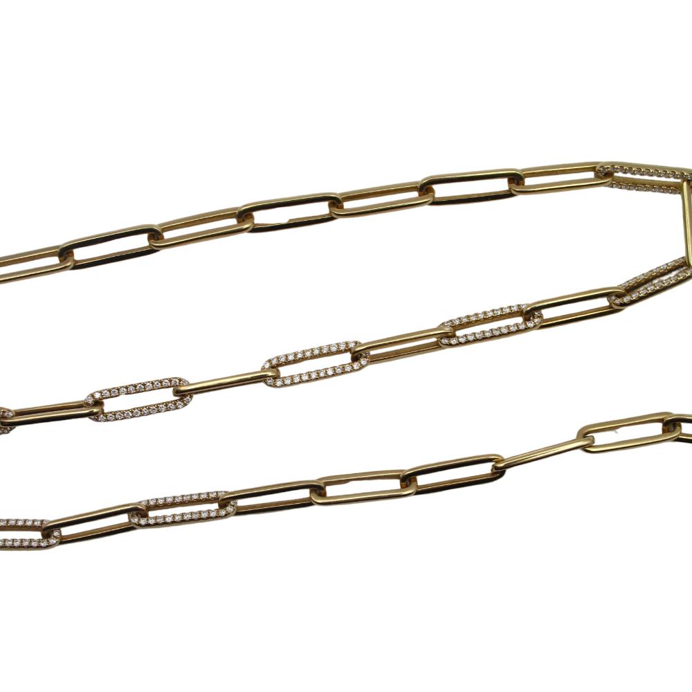Diamond Paperclip Link Necklace 1.10 ctw 14K Gold
