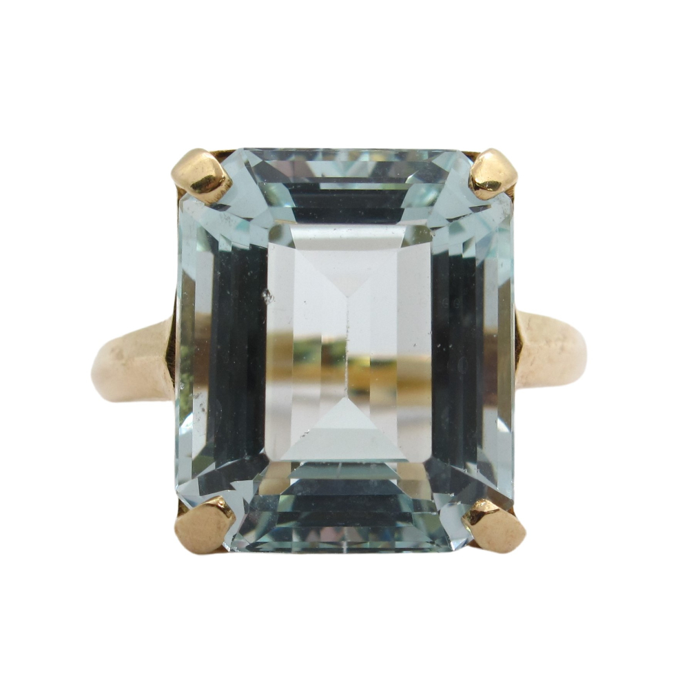 11.19ct Aquamarine Solitaire Ring 14k Yellow Gold
