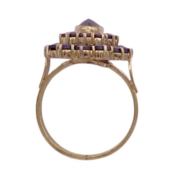 Bohemian Garnet Vintage Ring 14K Gold Czech Hallmarks 3.31 Carat TW top view