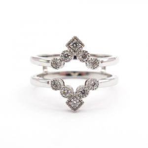 Chevron Bohemian Diamond Ring Guard White Gold