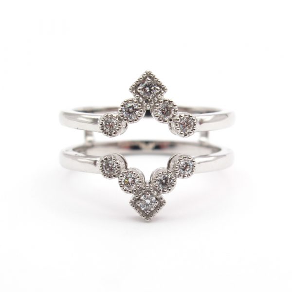 Chevron Bohemian Diamond Ring Guard White Gold