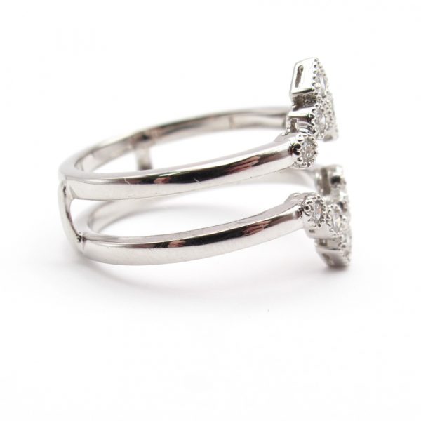 Chevron Bohemian Diamond Ring Guard White Gold Side