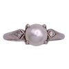 Cultured Pearl and Diamond 14K White Gold 6.5 MM