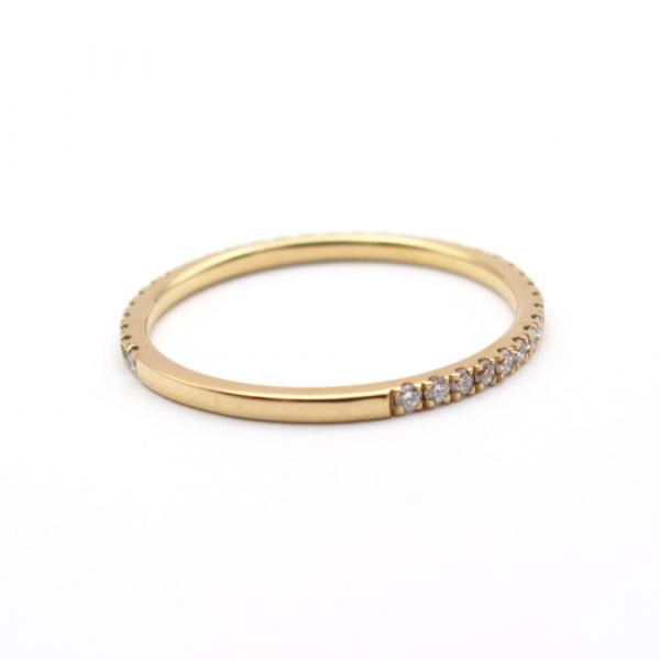 Delicate Thin Diamond Band .25 carat Yellow Gold Back