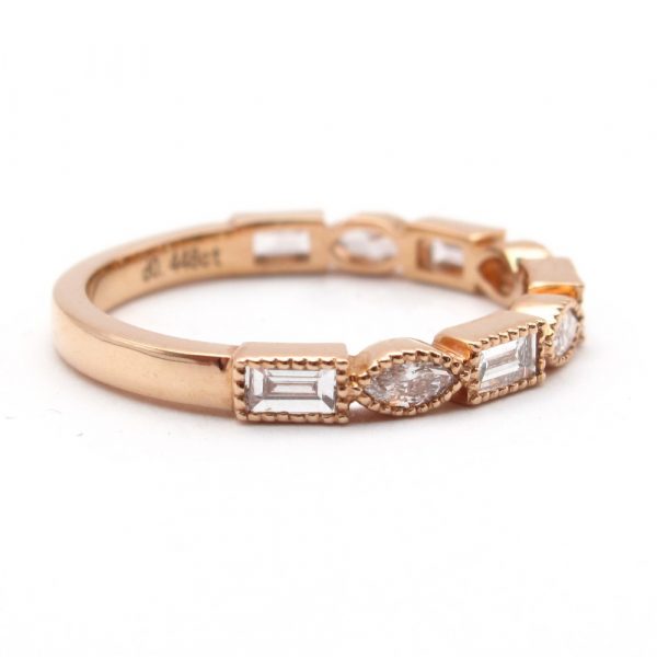 Marquise Baguette Diamond Stack Band Rose Gold Side