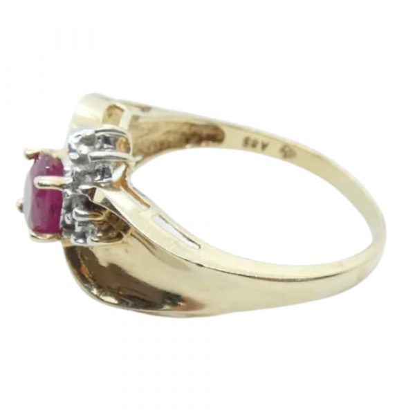 .72 ctw Ruby & Diamond Bypass Ring 10K Yellow Gold side