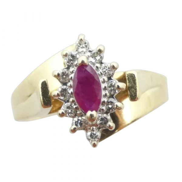 .74 ctw Ruby & Diamond Bypass Ring 14k Yellow Gold