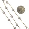 Cultured Pearl Station Cable Chain Link Necklace 14K Yellow Gold Coin Size Comparison