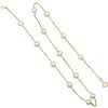 Cultured Pearl Station Cable Chain Link Necklace 14K Yellow Gold Overall