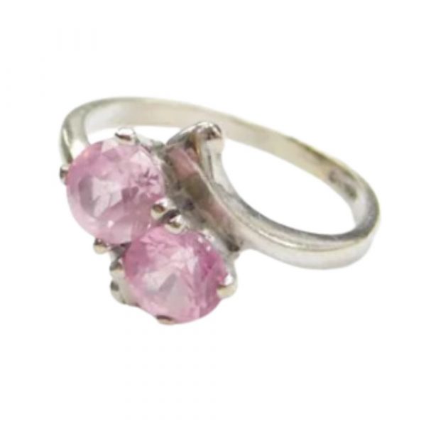 1.30 ctw Pink Sapphire BYpass Ring 10k White Gold side