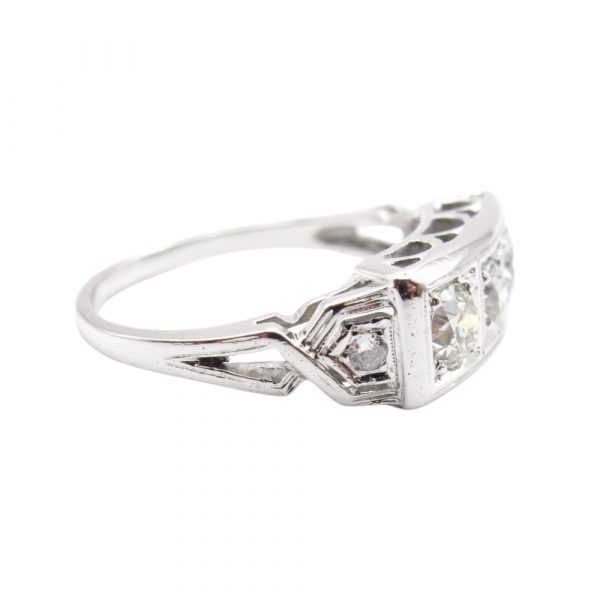 Art Deco Diamond .50ct Band 18k White Gold Side