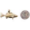 Custom Sea Bass Detailed Sport Fish Pendant 14K Yellow Gold Coin Size Comparison