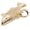 Custom Sea Bass Detailed Sport Fish Pendant 14K Yellow Gold Mouth