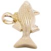 Custom Sea Bass Detailed Sport Fish Pendant 14K Yellow Gold Tail